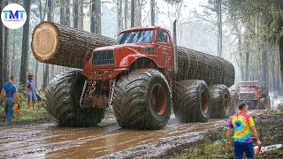 Extremely dangerous monster wood truck driving skills | climbing | heavy load #50