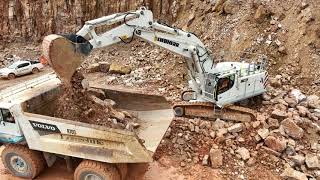 Liebherr 972 excavator at Brassington Moor Quarry: 70-tonne class extreme machine