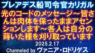 2025.2.17 プレアデス船司令官カリガル「光のコードのメッセージ～皆さんは肉体を保ったままアセンションします～各人は自分の蒔いた種を刈り取っている」channeled by ヴァニア・ロドリゲス