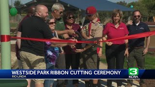 Ribbon cutting ceremony in Rio Linda celebrating the opening of a new park