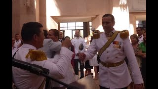 Primer desfile de la Escuela Militar al mando de su director coronel Guillermo Castro Bertrand