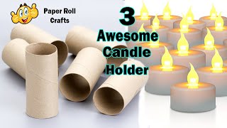 DIY - 3 Awesome Candle Holder from Paper Roll - Toilet Paper Roll Crafts - best out of waste #↨30