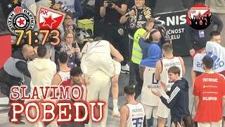 Partizan Crvena zvezda 71-73 Delije i igrači slave pobedu u derbiju