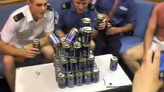 Making a beer tower while in action on a Type 42 destroyer...