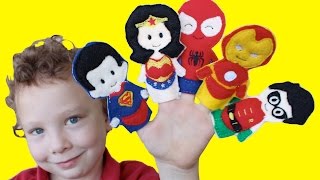 Family Finger Song Super Hero Style - Superman, Wonderwoman, Spiderman, Flash, Robin