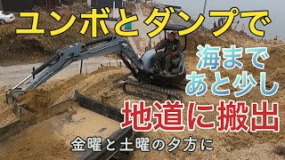 海の秘密基地＃２５５【ユンボ\u0026ダンプ】地道に搬出