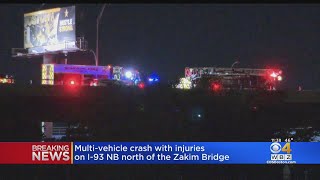 Multi-car crash with injuries on I-93 northbound on Zakim Bridge