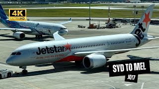 JETSTAR B787-8 JQ17 Economy Class - Sydney to Melbourne, Departing From International Terminal (4K)