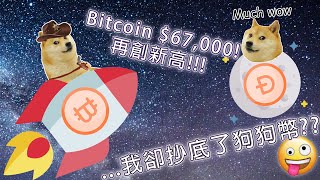 恭喜 BTC再次創新高$67,000！比特幣起飛我確抄底狗狗幣！躺平等dogecoin起飛