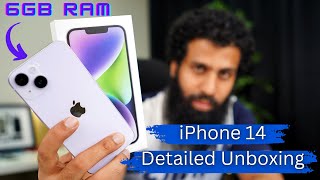 iPhone 14 Purple Detailed Unboxing in Hindi Indian Unit