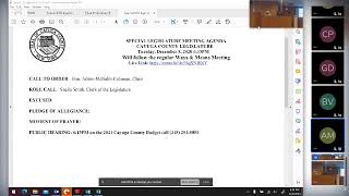 Cayuga County Shared Services Plan Public Hearing, Ways & Means and Special Legislature Mtg