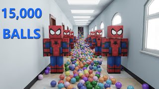 15,000 Balls VS Spider-Man in the corridor - Blender Animation