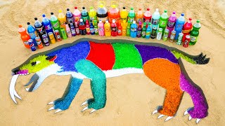 How to make Rainbow Saber Tooth Tiger with Orbeez, Big Coca Cola, Mirinda vs Mentos & Popular Sodas
