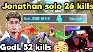 Jonathan solo 26 kills with God level reflex 🔥😈 - Godlike 51 kills domination 🤯