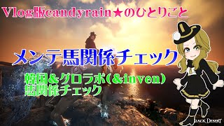 【黒い砂漠PC】🐎1/4メンテ馬関係チェック＆韓国グロラボ馬関係チェック(＆invenチェック)🐎【Vlog版candyrain★のひとりごと】