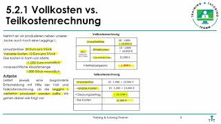 5.2.1 Vollkosten- vs Teilkostenrechnung - (IBV Fachabitur Prüfungsvorbereitung FOS BOS 12 Bayern)