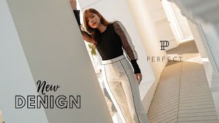 PERFECT PANTS กางเกงขาตรง(ทูโทน) กระดุมหน้า​ กางเกงขายาวผญ กางเกงขาบานเอวสูง S-XL  กางเกงแฟชั่น2021