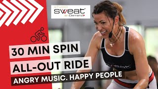 30 Minute ALL OUT Intense Spin Class with Cat Kom | (Angry Music = Happy People)