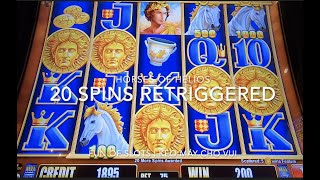 HORSES of HELIOS slot | Bonus re-triggered for 20 more spins.