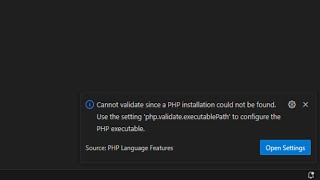 Fix Cannot validate since a PHP installation could not be found Use the php validate executablePath