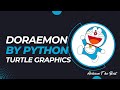 Doraemon Cartoon making by Python Turtle Graphics || Famous Doraemon Drawing by Code #python