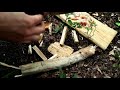 snack flambé in the woods with new jeo tec knife no. 29 asmr bushcraft