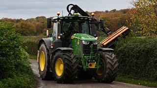 Hedge Cutting with John Deere 6R 250 \u0026 McConnel Trimmer - Hedge Cutting 2024