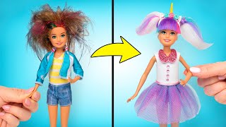 DIY Unicorn Doll 😍 3 Easy Doll Makeover Ideas