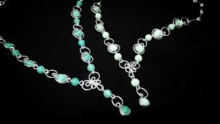 DIY Simple Elegant Turquoise Wire Necklace | Wire Jewelry Tutorial #7 | by KIÁ