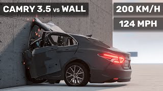 Toyota Camry 3.5 crashes to the WALL 😮 200 km/h | Realistic Crash Test