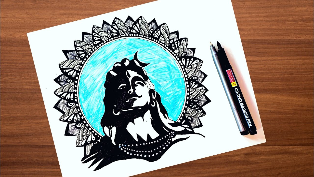 Easy Lord Mahadev Drawing For Beginners | Lord Shiva Mandala Art Step ...