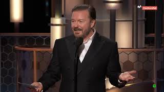 Ricky Gervais Brutal Honesty Calls Out EVERYONE in Hollywood Golden Globes - No One Punched Him Out!