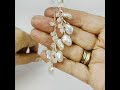 Unusual Keshi Pearl lariat necklace and drop Earrings Wedding jewellery Set for Bride in silver