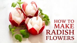 How To Make A Radish Flower // Vegetable Carving Tutorial Fruit Rose Carving