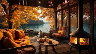 Lakeside Morning Autumn Bliss | Campfire and Birdsong for a Cheerful and Relaxing Day |Fall Ambience