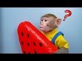 KiKi Monkey challenges with Sweet M&M Candy Dispenser and Watermelon Ice Cream  KUDO ANIMAL KIKI