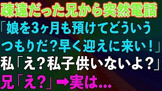 【スカッとする話】疎遠だった兄から突然連絡「3ヶ月も娘を預けてどういうつもりだ？早く迎えに来い！」私「独身だし子供もいないよ？」兄「え？」→実は