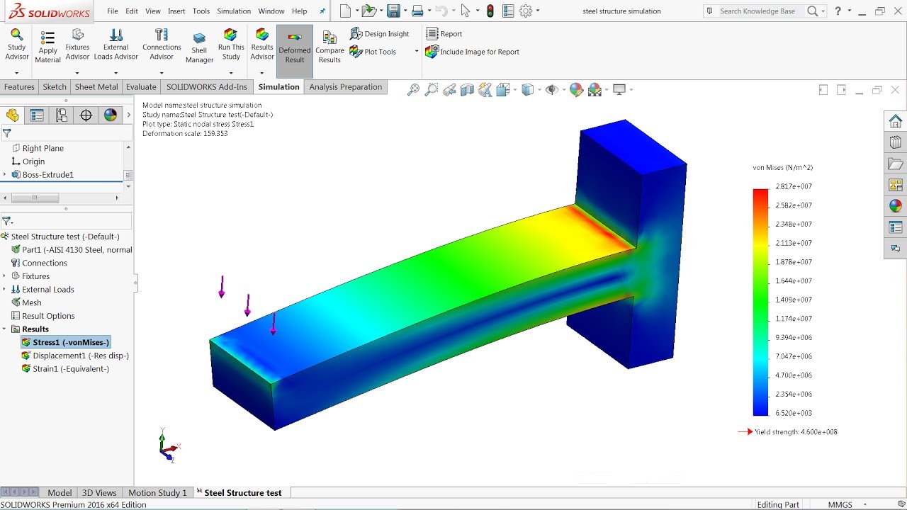 Solidworks Simulation Tutorial Steel Structure Simulation In