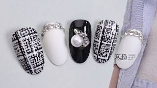 【Watch Nail】Classic Freehand Black\u0026White Woolen Grids【推荐-第631期】经典黑白，手绘毛呢