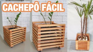 DIY: CACHEPÔ DE MADEIRA LINDO, FÁCIL E BARATO | Stella Alves