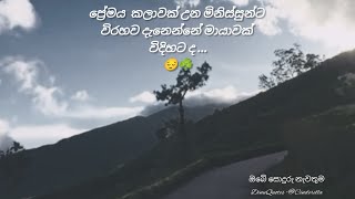 ඔබත් හිතන්නේ විරහවත් එක්තරා ප්‍රේමයක් කියලා ද ..🥹☘️ සොදුරු නැවතුම @DinuQuotes සින්ඩරෙල්ලා ❤️‍🩹🌹