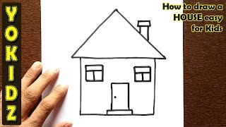 How to draw a HOUSE easy for kids