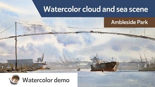 Watercolor cloud and sea scene - Ambleside Park