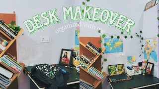 desk makeover ..aesthetic / reorganize my stuffs #makeover #asthetic #homedecor #deskdecor