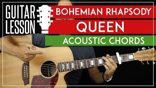 Bohemian Rhapsody Acoustic Chords Guitar Tutorial - Queen Guitar Lesson 🎸 |TABS + Easy Strumming|