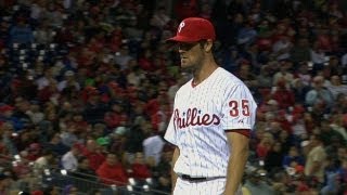 MIA@PHI: Hamels holds Marlins to two runs, fans six