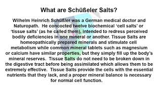 Healy FAQ What are Schüßeler Salts?  (C)