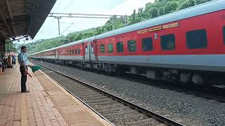 Madgaon Rajdhani Express Crossing At Sangmeshwar Station.(मडगांव राजधानी एक्सप्रेस )