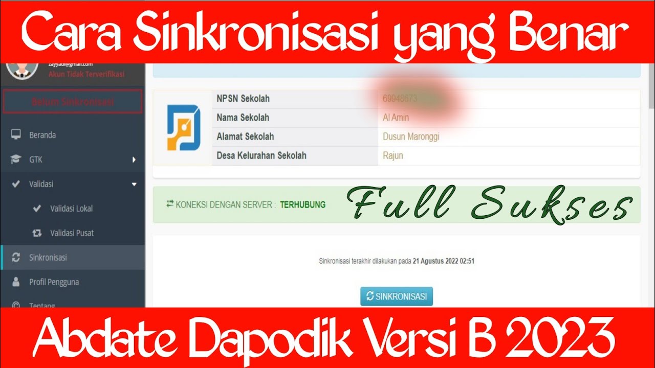 CARA SINKRONISASI DAPODIK VERSI B 2023 YANG BENAR DAN SUKSES - YouTube