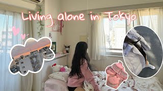 First Day of Living Alone in Tokyo (Japanese apartment view and exploring the downtown)